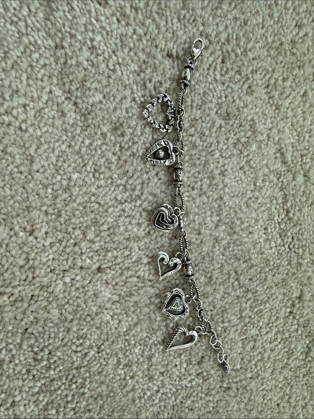Brighton Silver Heart Charm Bracelet ā Silver Heart Dangles
